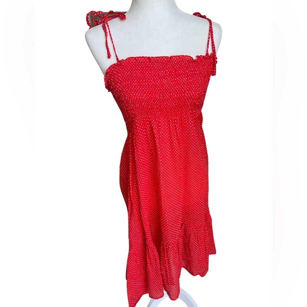 JCrew Orange and White Polkadot Swim Cover Up. Size Medium.